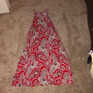 american eagle red flowy dress